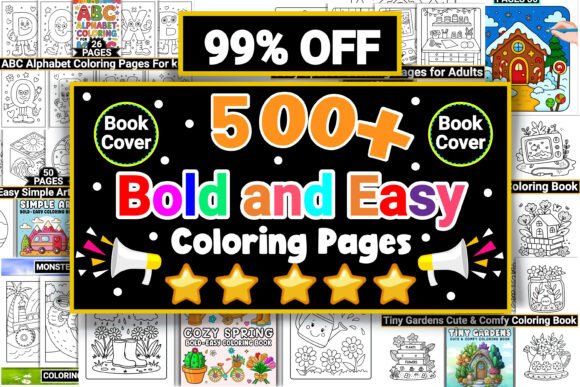 Download Bold and Easy Coloring Pages Bundle - Premium Bundle