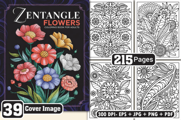 Download Zentangle Flowers Coloring Pages Adults - Flowers Collection