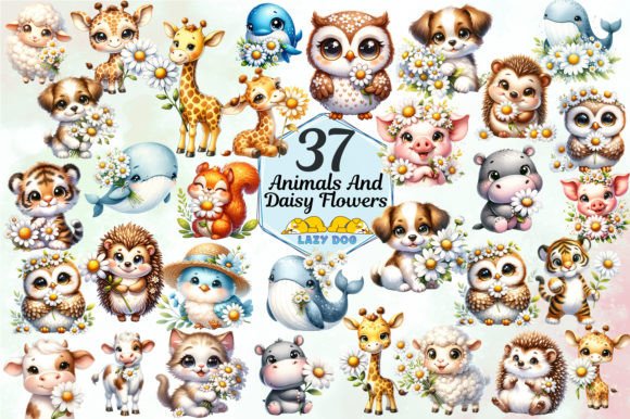 Download Cute Animals &amp; Daisy Flowers - Premium Resources