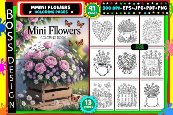 Download Mini Flowers Coloring Pages for Adults - Flowers Collection