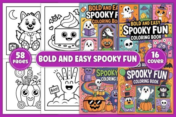 Download Bold and Easy Spooky Fun Coloring Book - Fun coloring book Collection