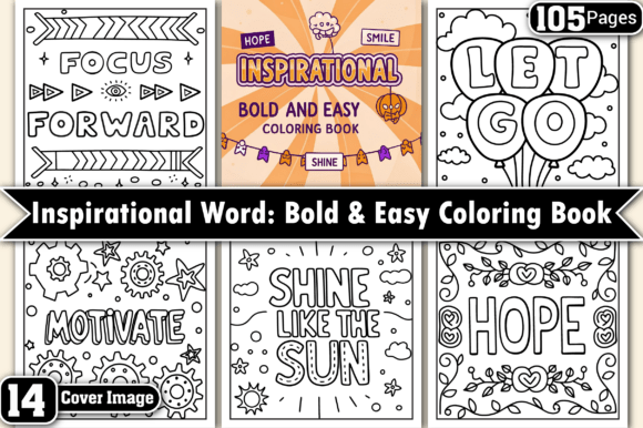 Download Inspirational Word Bold Easy Color Pages - Premium Bundle