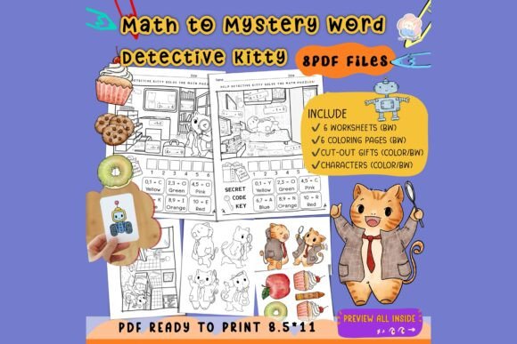 Download Math to Mystery Word – Detective Kitty - Math Collection