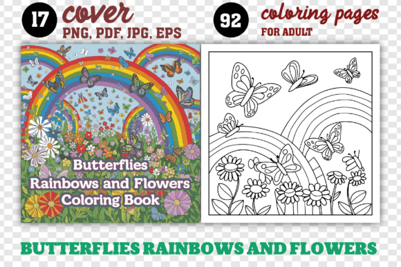 Download Butterflies Rainbows Flowers Color Pages - Flowers Collection